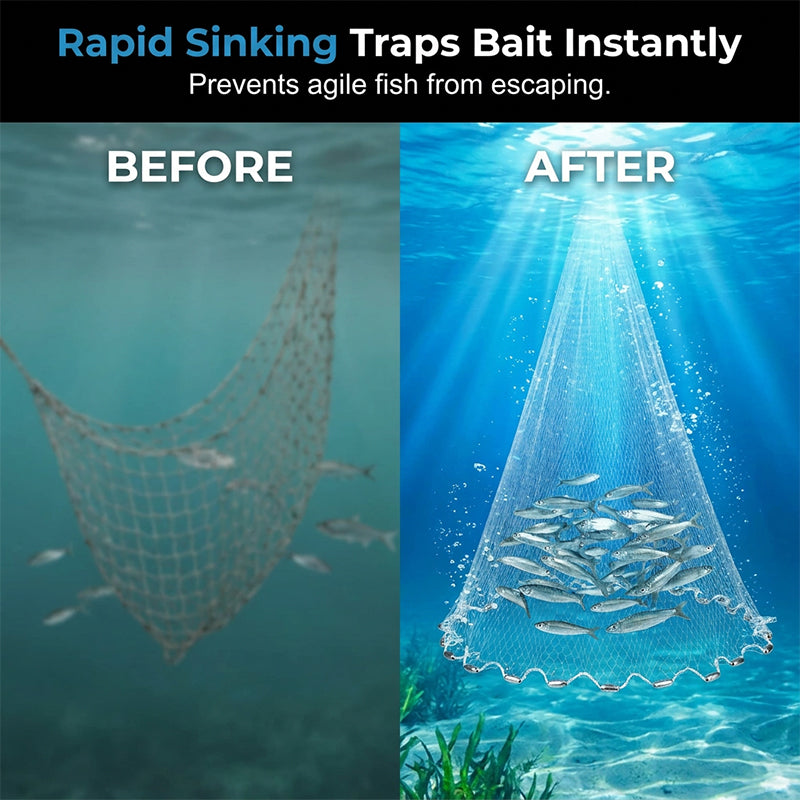 🥳2026 HOT SALE🥳💞50K+ SOLD! 🌊✨ 50% OFF! Premium Cast Net – Heavy-duty nylon mesh, rapid sinking weights & secure wrist strap. Reliable performance in any water – a must-have for anglers! 🛠️🎣