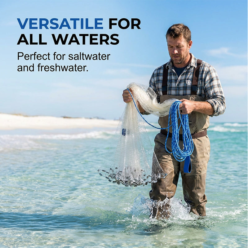 🥳2026 HOT SALE🥳💞50K+ SOLD! 🌊✨ 50% OFF! Premium Cast Net – Heavy-duty nylon mesh, rapid sinking weights & secure wrist strap. Reliable performance in any water – a must-have for anglers! 🛠️🎣