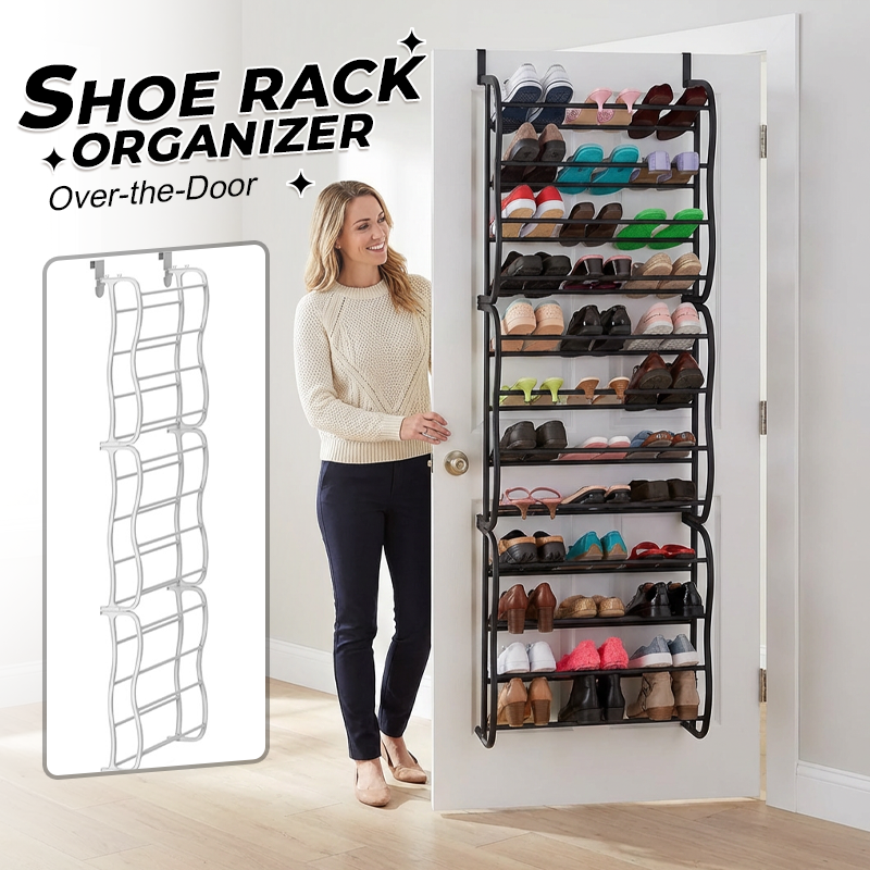 🥳2026 HOT SALE🥳💞50K+ SOLD!🚪👟 50% OFF! Over‑the‑Door Shoe Rack – 24 pockets, holds 24 pairs. Tool‑free install, no drilling. Maximise storage instantly! 🏠✨