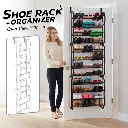 🥳2026 HOT SALE🥳💞50K+ SOLD!🚪👟 50% OFF! Over‑the‑Door Shoe Rack – 24 pockets, holds 24 pairs. Tool‑free install, no drilling. Maximise storage instantly! 🏠✨