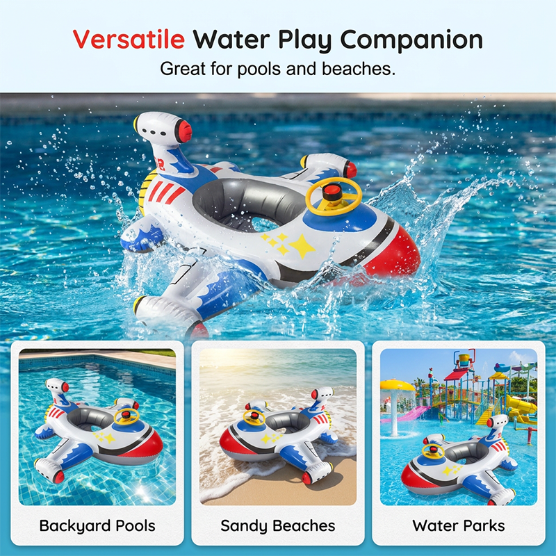 🥳2026 HOT SALE🥳💞50K+ SOLD!💦🛫 50% OFF! Airplane Inflatable Pool Float – Interactive steering wheel, anti‑rollover wings. Safe & fun for little captains. 🌊💙