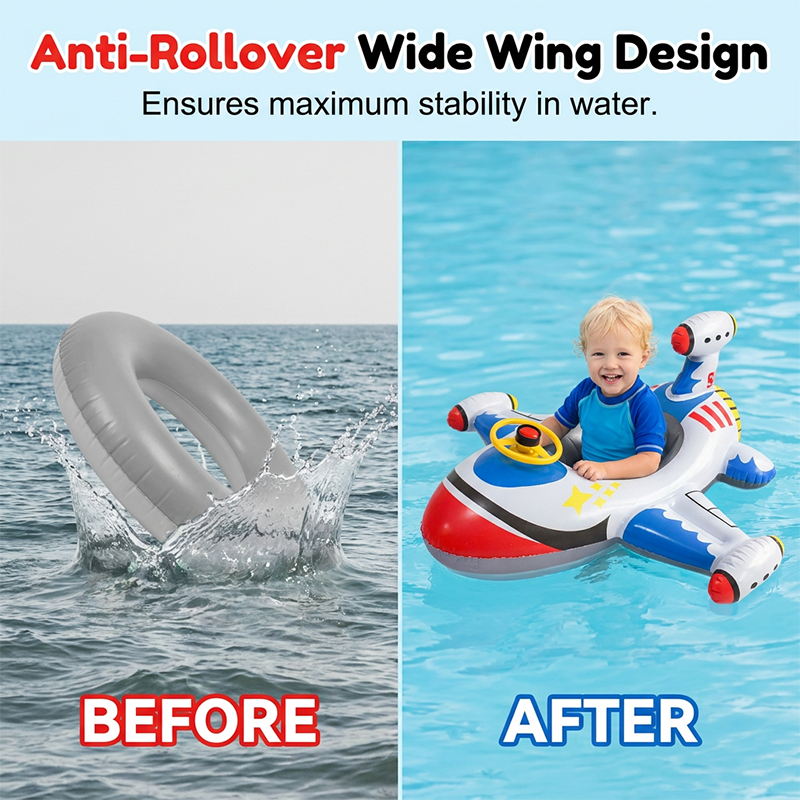 🥳2026 HOT SALE🥳💞50K+ SOLD!💦🛫 50% OFF! Airplane Inflatable Pool Float – Interactive steering wheel, anti‑rollover wings. Safe & fun for little captains. 🌊💙