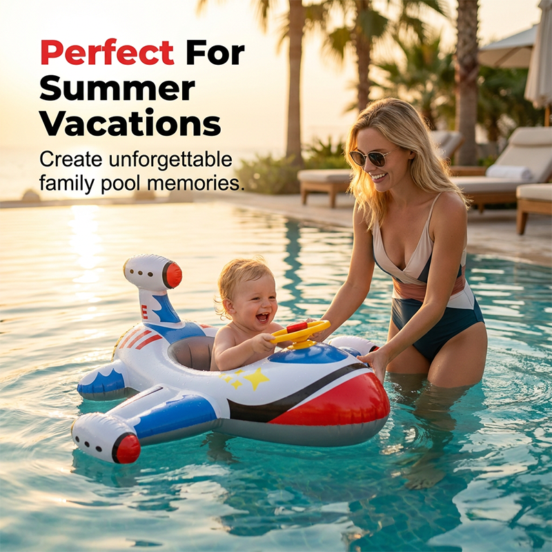 🥳2026 HOT SALE🥳💞50K+ SOLD!💦🛫 50% OFF! Airplane Inflatable Pool Float – Interactive steering wheel, anti‑rollover wings. Safe & fun for little captains. 🌊💙