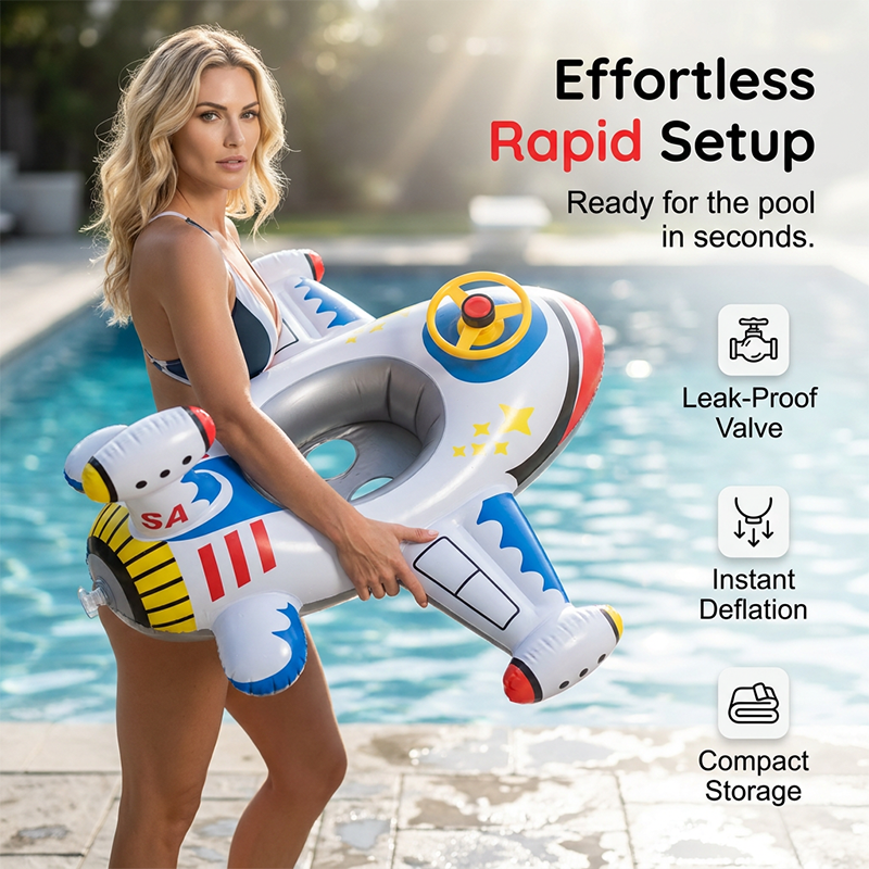 🥳2026 HOT SALE🥳💞50K+ SOLD!💦🛫 50% OFF! Airplane Inflatable Pool Float – Interactive steering wheel, anti‑rollover wings. Safe & fun for little captains. 🌊💙