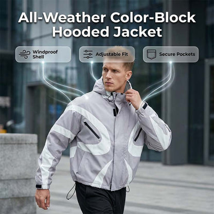 🥳2026 HOT SALE🥳💞50K+ SOLD!🌧️🛡️ 50% OFF! Men’s Color-Block Hooded Jacket – Laugh at wind & rain. Weatherproof, elastic cuffs, secure pockets. Never feel cold again! 🧥💪