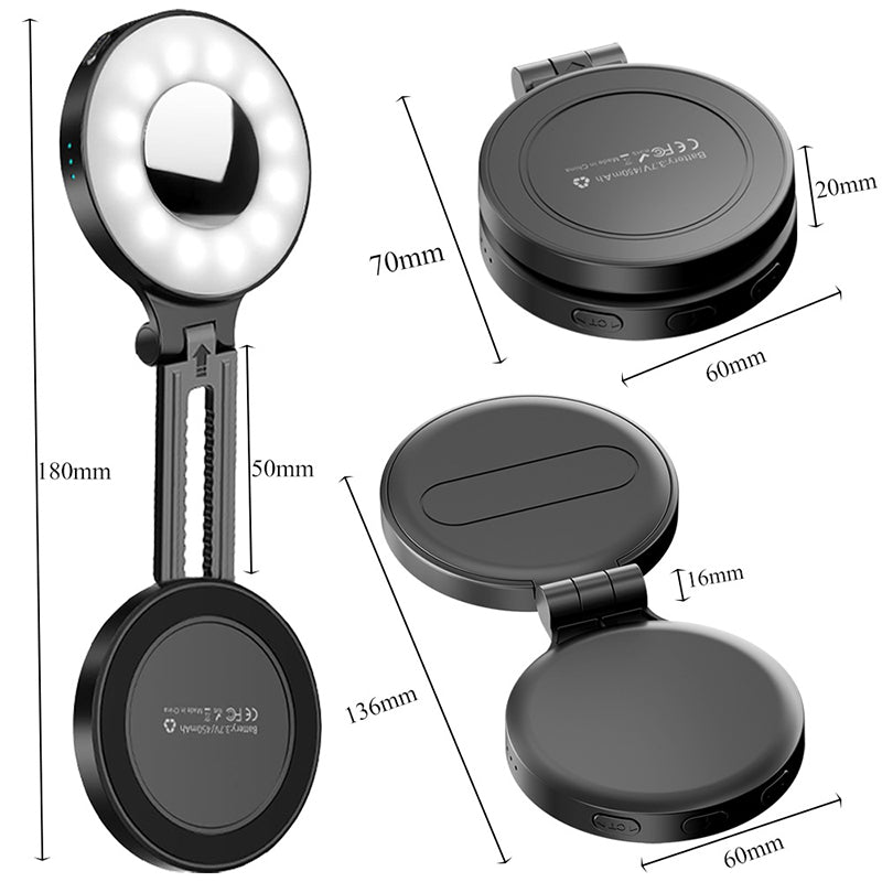 🥳2026 HOT SALE🥳💞50K+ SOLD! 💄🔋Magnetic Phone Light with Mirror – 2500-8500K adjustable glow, 180° arm. Perfect makeup touch-ups & hands-free video. Pocket-sized, magnetic, Type-C! 📱✅