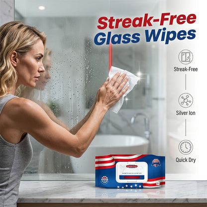 🥳2026 HOT SALE🥳💞50K+ SOLD!🪟✨ 50% OFF! Glass & Tile Wipes – Streak‑free, silver ion tech. Removes water spots & grime. 80 wipes. Crystal clear mirrors! 🧼💎