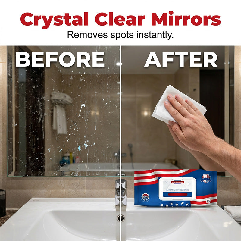 🥳2026 HOT SALE🥳💞50K+ SOLD!🪟✨ 50% OFF! Glass & Tile Wipes – Streak‑free, silver ion tech. Removes water spots & grime. 80 wipes. Crystal clear mirrors! 🧼💎
