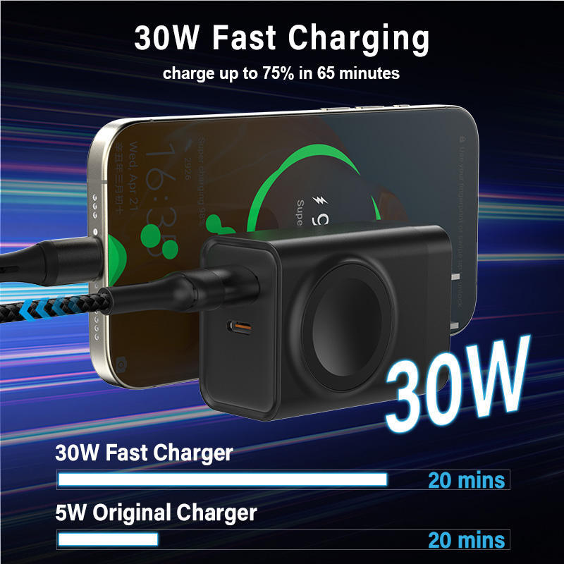 🥳2026 HOT SALE🥳💞50K+ SOLD!🧳⚡ 50% OFF! 3‑in‑1 Watch Charger – Integrated magnetic puck, 30W fast charge. Ultra‑compact. Perfect for home & travel. Your ultimate power hub! 🌍💪