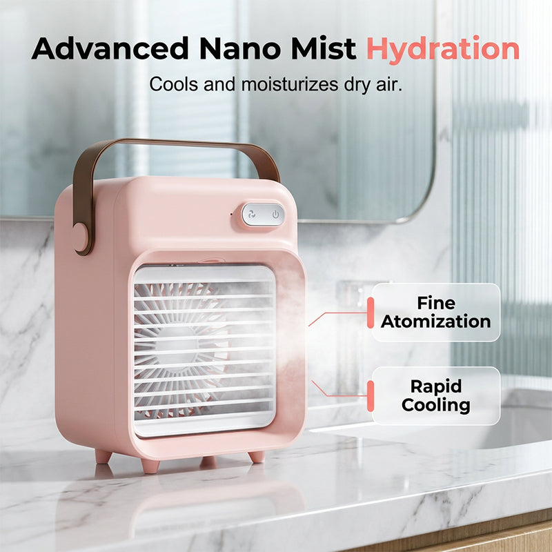 🥳2026 HOT SALE🥳💞50K+ SOLD!💨❄️ 50% OFF! Wireless Desktop Air Cooler & Humidifier – Nano mist, 3 speeds, 2400mAh. Instant chill anywhere. Your personal oasis! 🌬️💧