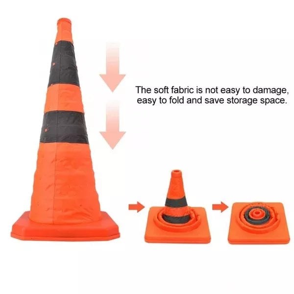 🥳2026 HOT SALE🥳💞50K+ SOLD!🚨🛑 50% OFF! Foldable Reflective Safety Cone – Get FREE LED lights! Seen in fog & darkness. Save lives on highways. A must‑have for every car! 🔆✨