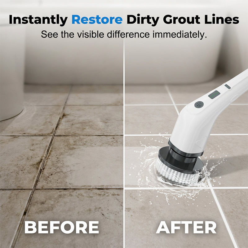 🥳2026 HOT SALE🥳💞50K+ SOLD! 🧹⚡ 50% OFF! Electric Cleaning Brush – high-torque motor, 4 heads & long handle. Waterproof & cordless – bathroom, kitchen & car all shine! 💧✅