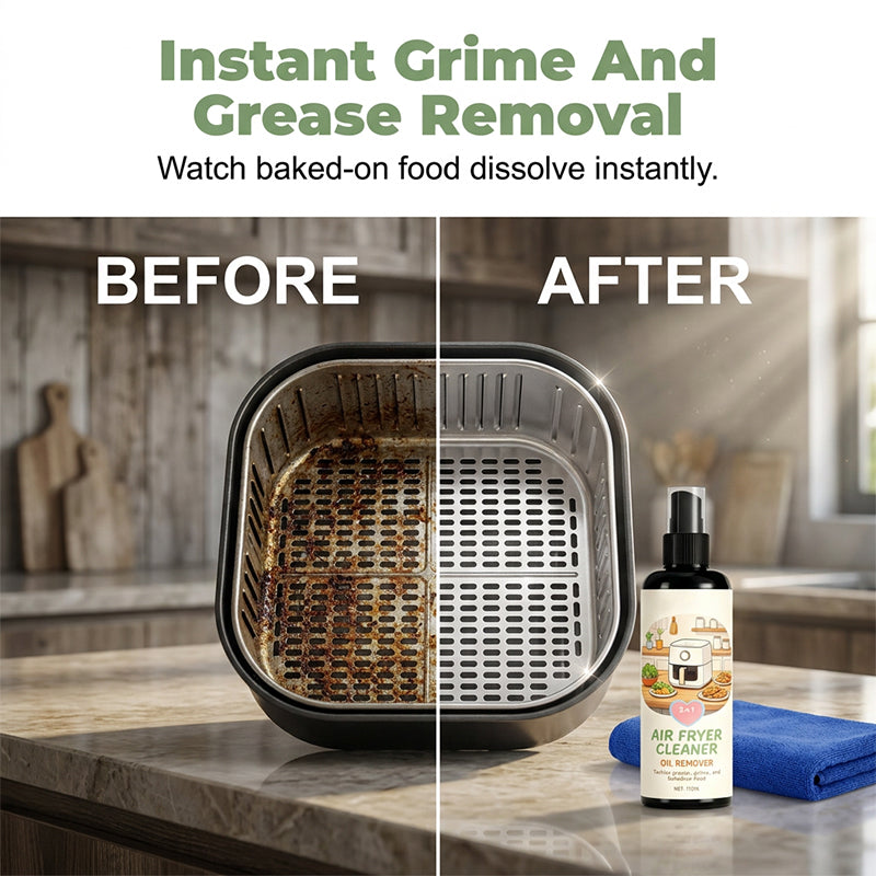 🥳2026 HOT SALE🥳💞50K+ SOLD!🔍✨ 50% OFF! 2‑in‑1 Air Fryer Cleaner – Degreases & cleans, safe for non‑stick coatings. Just spray & wipe. Includes towel! 🧼💪