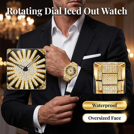 🥳2026 HOT SALE🥳💞50K+ SOLD!💎🔄 50% OFF! Iced‑Out Rotating Dial Watch – Spinning centre dial, full crystal inlay, mineral glass. Bold luxury on your wrist! ⌚✨