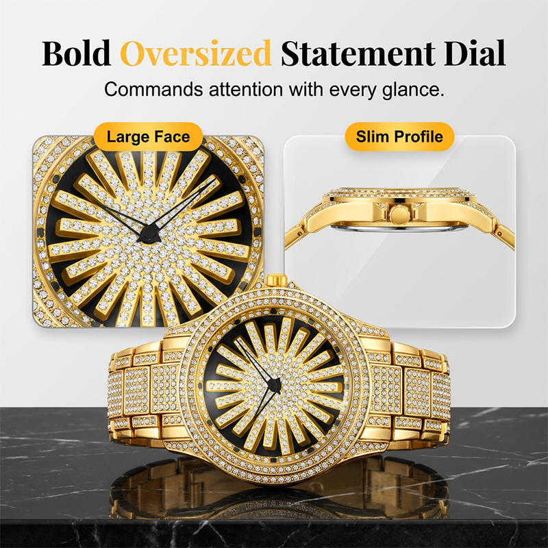 🥳2026 HOT SALE🥳💞50K+ SOLD!💎🔄 50% OFF! Iced‑Out Rotating Dial Watch – Spinning centre dial, full crystal inlay, mineral glass. Bold luxury on your wrist! ⌚✨