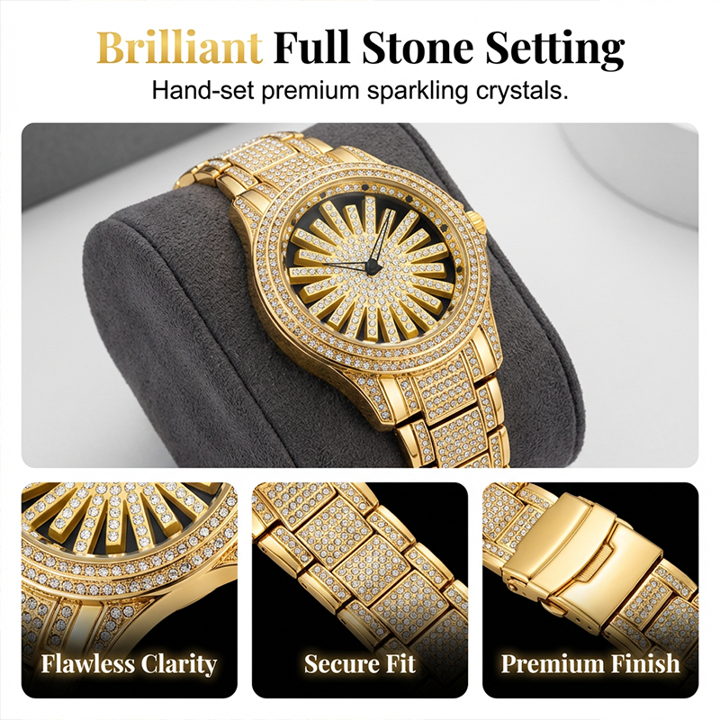 🥳2026 HOT SALE🥳💞50K+ SOLD!💎🔄 50% OFF! Iced‑Out Rotating Dial Watch – Spinning centre dial, full crystal inlay, mineral glass. Bold luxury on your wrist! ⌚✨