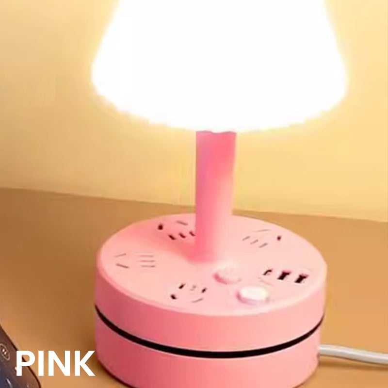 🥳2026 HOT SALE🥳💞50K+ SOLD! 💡🔌 50% OFF! 3‑Outlet USB Power Strip with Lamp – 3 AC + 2 USB‑A + 2 USB‑C, built‑in desk lamp with 3 light colours. Perfect bedside charger – no more searching for plugs! 🛏️✨