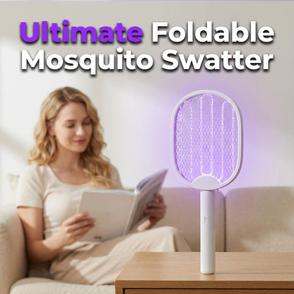🥳2026 HOT SALE🥳💞50K+ SOLD!🦟⚡ 50% OFF! 2‑in‑1 Foldable Mosquito Swatter – Manual zap + UV auto trap. USB rechargeable, folds flat for storage. Sleep bite‑free tonight! 🌙✨
