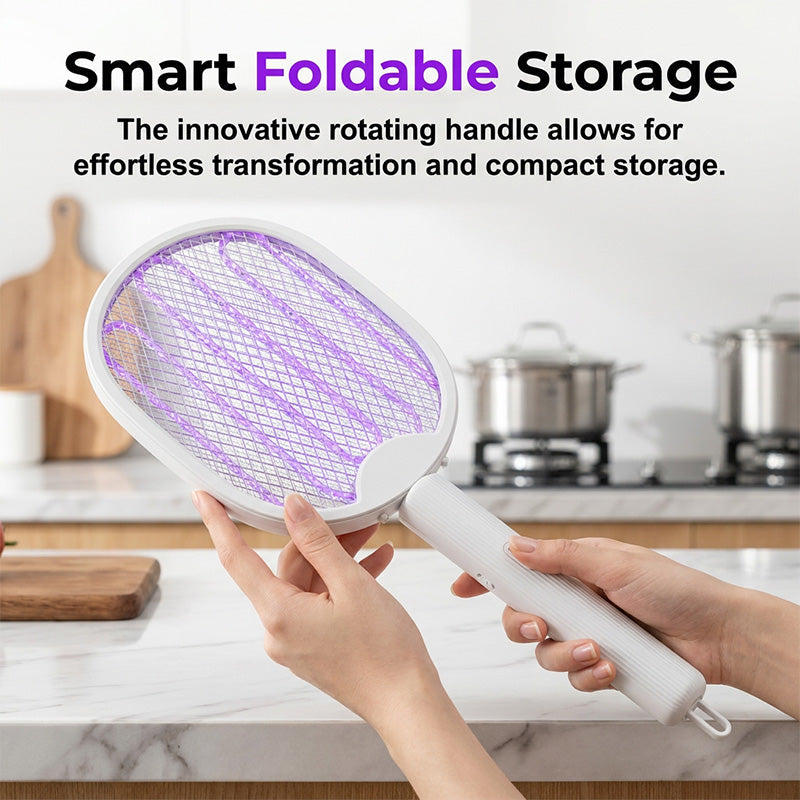 🥳2026 HOT SALE🥳💞50K+ SOLD!🦟⚡ 50% OFF! 2‑in‑1 Foldable Mosquito Swatter – Manual zap + UV auto trap. USB rechargeable, folds flat for storage. Sleep bite‑free tonight! 🌙✨