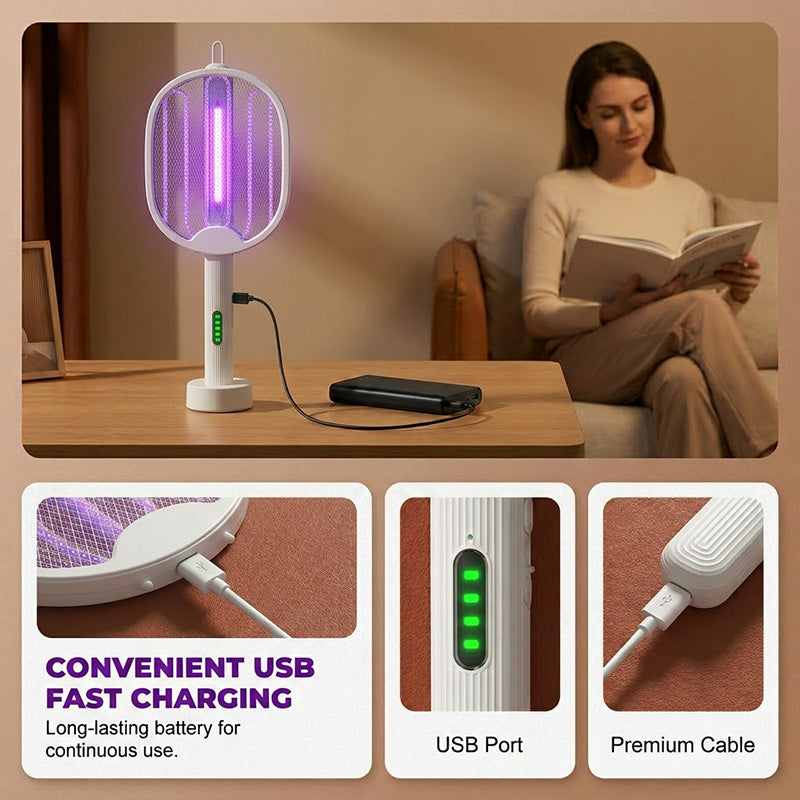 🥳2026 HOT SALE🥳💞50K+ SOLD!🦟⚡ 50% OFF! 2‑in‑1 Foldable Mosquito Swatter – Manual zap + UV auto trap. USB rechargeable, folds flat for storage. Sleep bite‑free tonight! 🌙✨