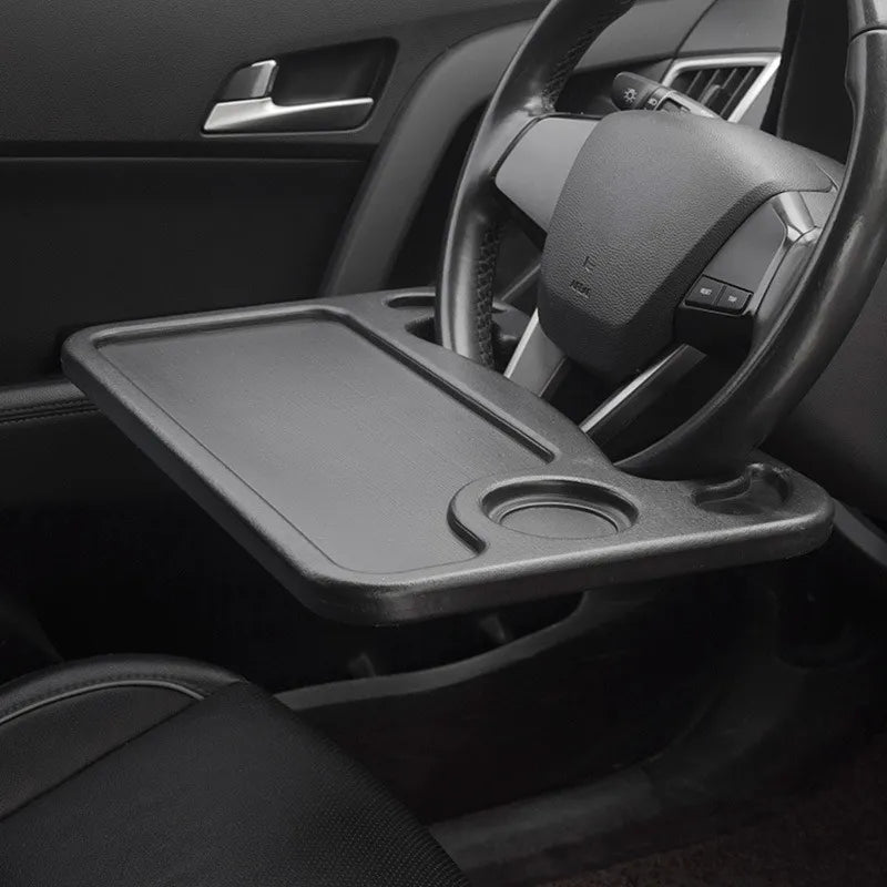 🍔Steering Wheel Tray Table  – Foldable, Cup & Tablet Slot, Lightweight🚗