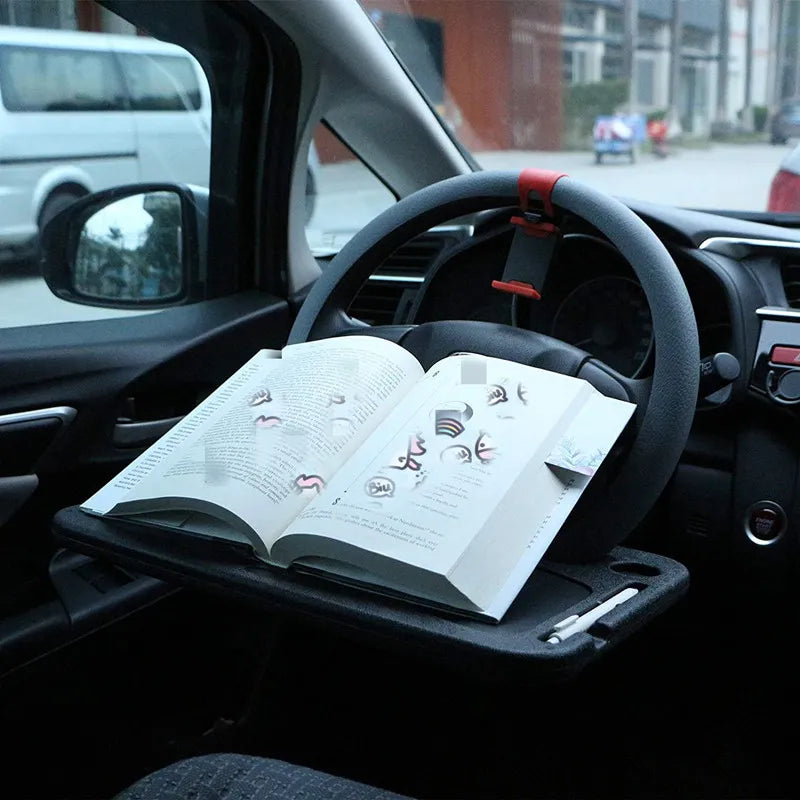 🍔Steering Wheel Tray Table  – Foldable, Cup & Tablet Slot, Lightweight🚗