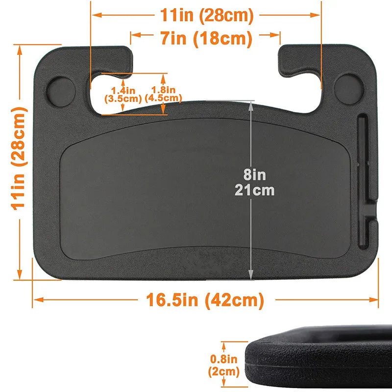 🍔Steering Wheel Tray Table  – Foldable, Cup & Tablet Slot, Lightweight🚗