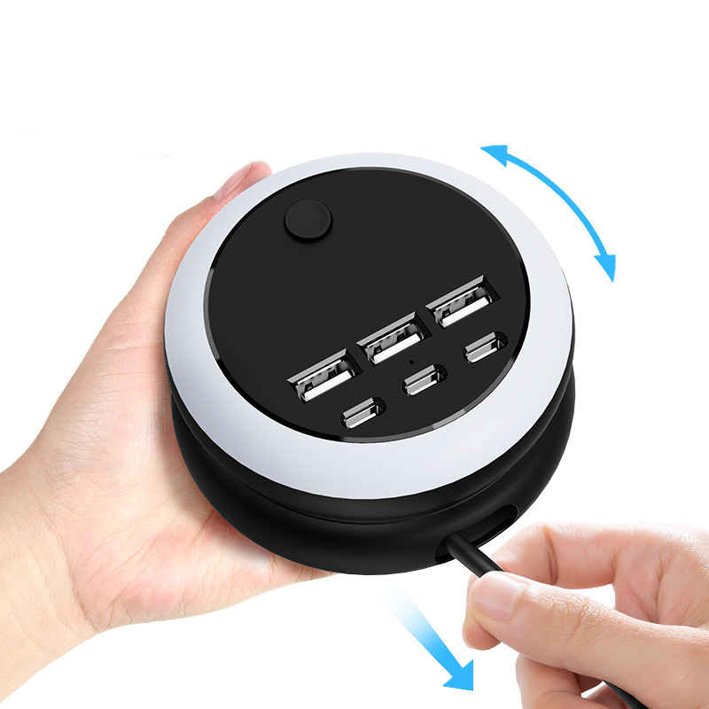 🥳2026 HOT SALE🥳💞50K+ SOLD!🌙💡 50% OFF! 6‑in‑1 Charging Station – 3 Type‑C + 3 USB‑A, smart distribution. 8‑colour ambient light, perfect for bedside or desk. No more hunting for plugs! 🌟💚