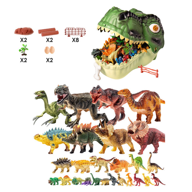 🥳2026 HOT SALE🥳💞50K+ SOLD! 🦖🎁 50% OFF! Kids Fun & Educational Dinosaur Toy Kit – T‑Rex head storage box keeps toys organised. Lifelike figures, waterproof & durable – sparks imagination & learning! 🧩✨