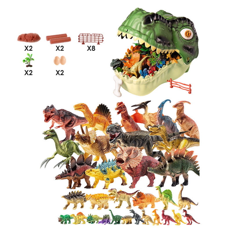 🥳2026 HOT SALE🥳💞50K+ SOLD! 🦖🎁 50% OFF! Kids Fun & Educational Dinosaur Toy Kit – T‑Rex head storage box keeps toys organised. Lifelike figures, waterproof & durable – sparks imagination & learning! 🧩✨