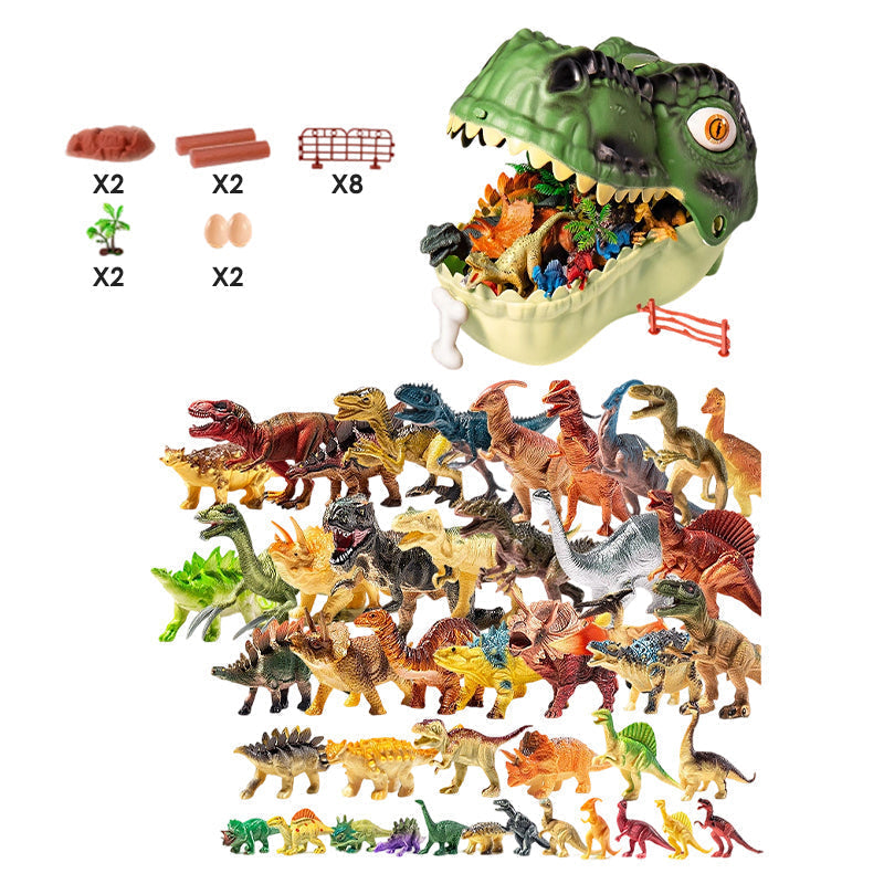 🥳2026 HOT SALE🥳💞50K+ SOLD! 🦖🎁 50% OFF! Kids Fun & Educational Dinosaur Toy Kit – T‑Rex head storage box keeps toys organised. Lifelike figures, waterproof & durable – sparks imagination & learning! 🧩✨