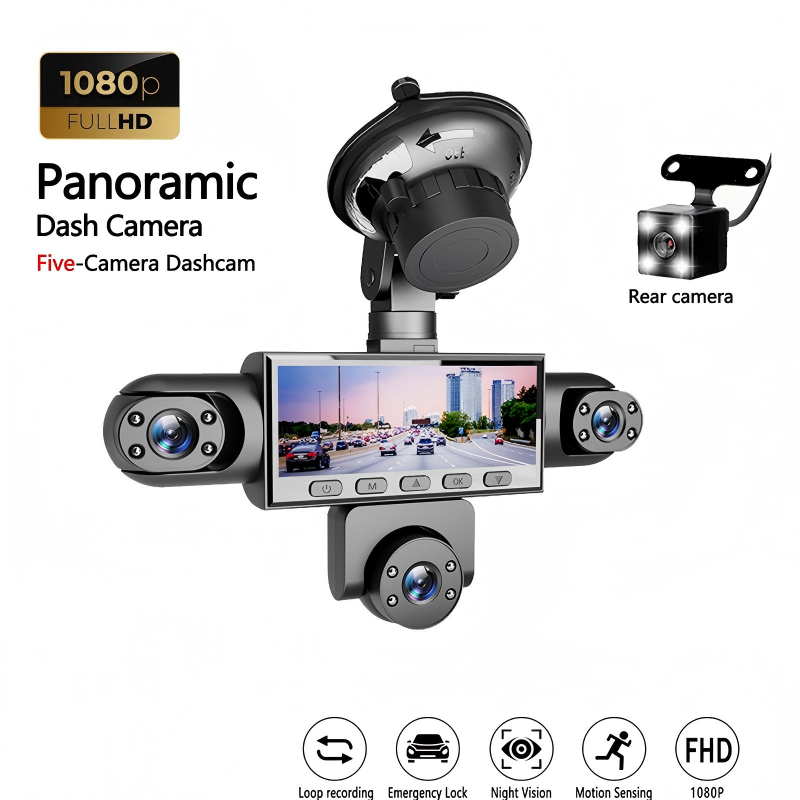 🥳2026 HOT SALE🥳💞50K+ SOLD!🚗📹 50% OFF! 5‑Lens Panoramic Dash Cam – Front, sides, rear & interior – zero blind spots. 1080P night vision & motion detection – protect your car from every angle! 🛡️✨