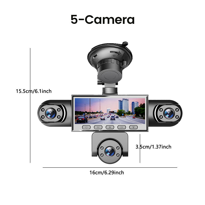 🥳2026 HOT SALE🥳💞50K+ SOLD!🚗📹 50% OFF! 5‑Lens Panoramic Dash Cam – Front, sides, rear & interior – zero blind spots. 1080P night vision & motion detection – protect your car from every angle! 🛡️✨