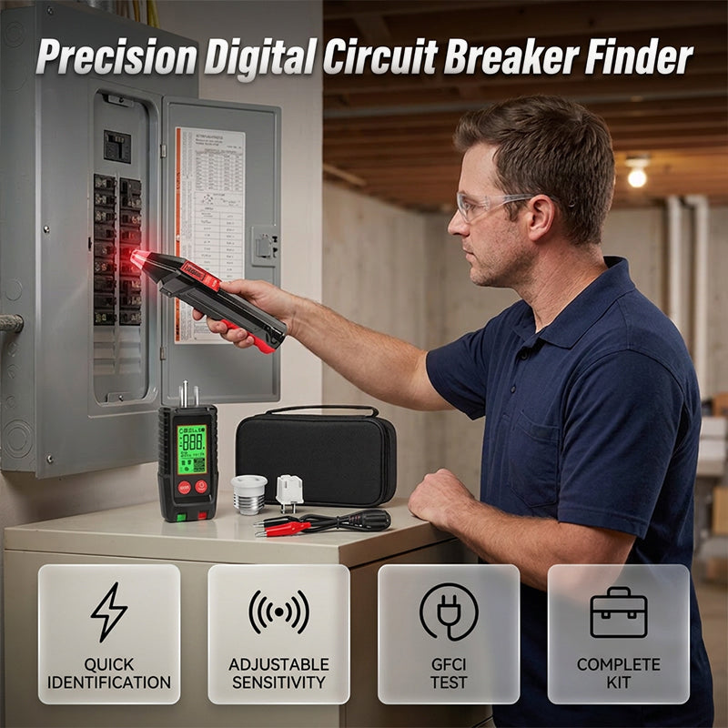 🥳2026 HOT SALE🥳💞50K+ SOLD!⚡🔍 50% OFF! Digital Circuit Breaker Finder & Outlet Tester – Accurately locates breakers & tests wiring. No more guessing – save on electrician call‑out fees! 🛡️✨