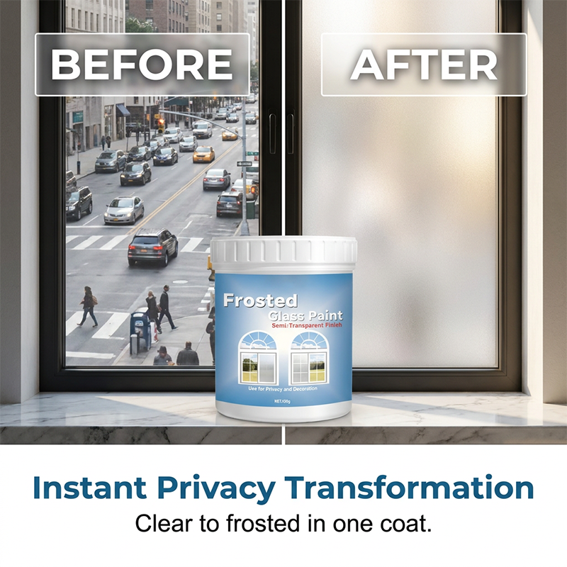🥳2026 HOT SALE🥳💞50K+ SOLD! 🌫️✨ 50% OFF! Frosted Glass Paint for Privacy – instant semi-transparent privacy, still lets light in. Waterproof & toxin-free for bathrooms, offices & bedrooms! 🌀🛡️