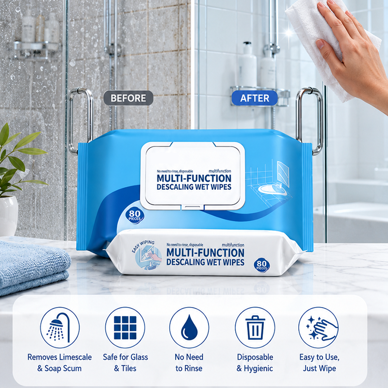 🥳2026 HOT SALE🥳💞50K+ SOLD!🧽💧 50% OFF! Bathroom Descaling Wipes – No rinse, no scrubbing. Dissolves limescale & soap scum fast. Just wipe & shine! ✨🛁