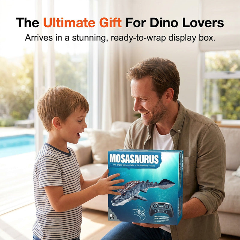 🥳2026 HOT SALE🥳💞50K+ SOLD!🦖💦 50% OFF! RC Mosasaurus Swimming Toy – Sprays water, swims like real. 2.4G remote, waterproof. Epic pool battles! 🌊🎮