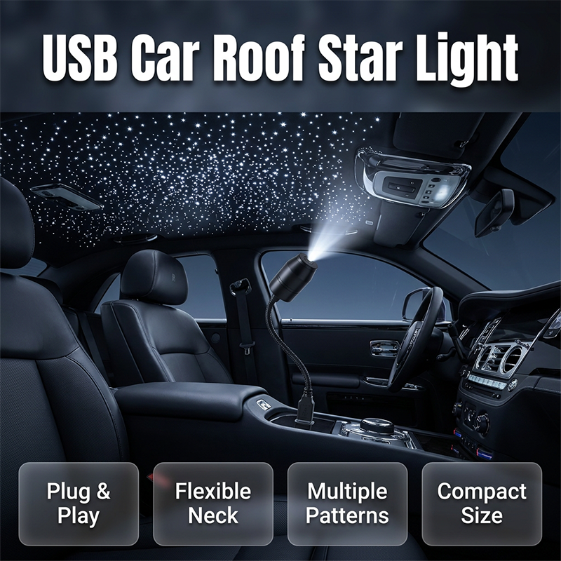 🥳2026 HOT SALE🥳💞50K+ SOLD!🚗🌌 50% OFF! USB Car Roof Star Projector – 360° bendable, moon & stars. Romantic night drives! ✨🔭