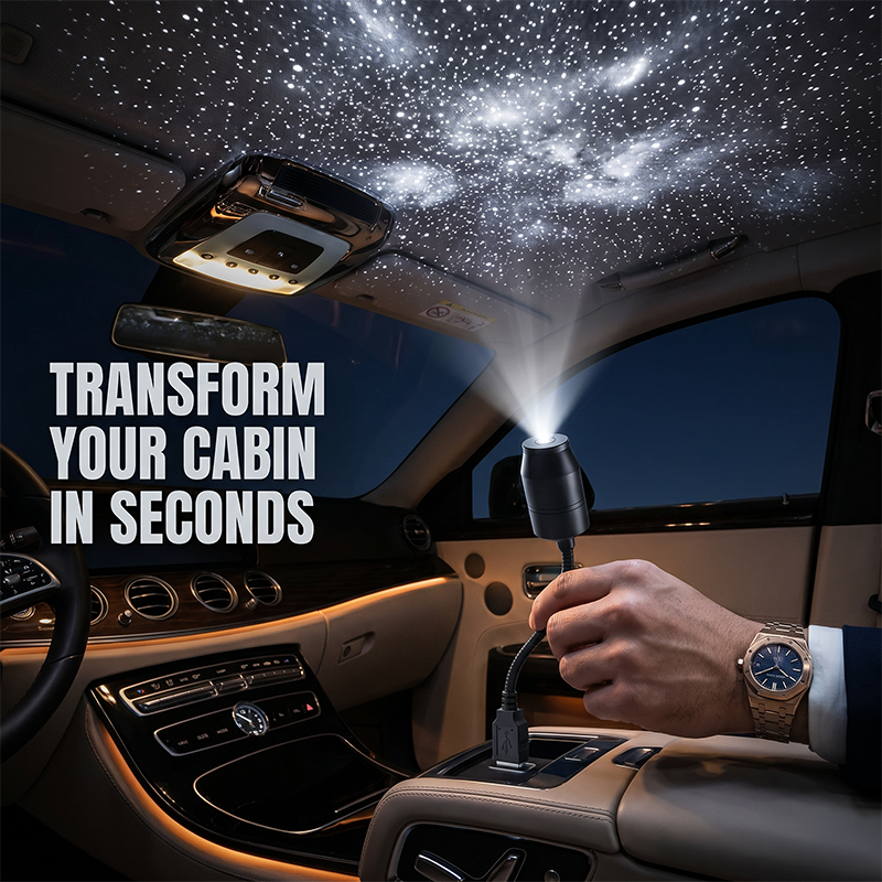 🥳2026 HOT SALE🥳💞50K+ SOLD!🚗🌌 50% OFF! USB Car Roof Star Projector – 360° bendable, moon & stars. Romantic night drives! ✨🔭