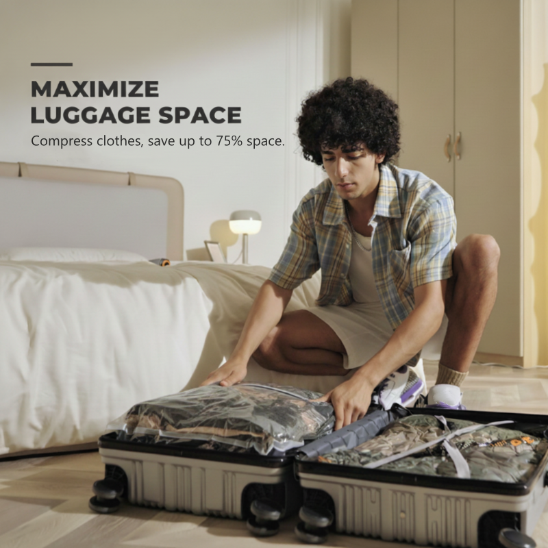 🥳2026 HOT SALE🥳💞50K+ SOLD! 🧳⚡ LAST DAY – £6.99! Waterproof Travel Compression Bags – Cordless electric pump, 4500Pa suction, shrinks clothes by 75%. Save space & keep items dry! Buy more, save more! 🎒✨