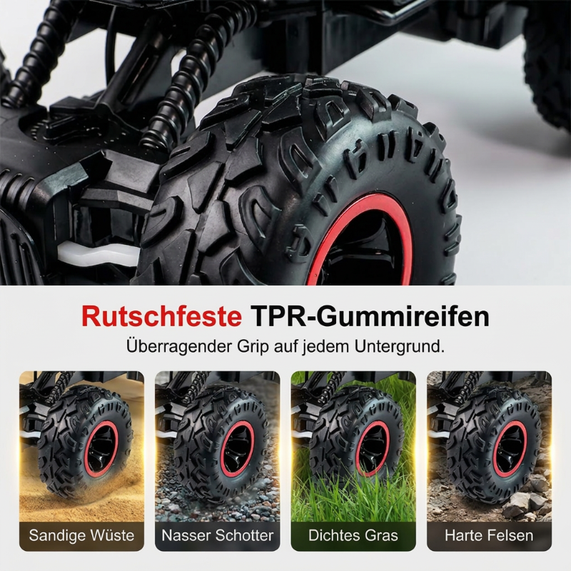 🥳2026 HOT SALE🥳💞50K+ SOLD! 🚗🏔️ 50% OFF! RC Off-Road Car – climbs rocks, grass, gravel & dirt with ease. Oversized TPR tires grip tight, anti-collision frame takes hits – endless outdoor fun for kids & grandkids! 🔋🎮
