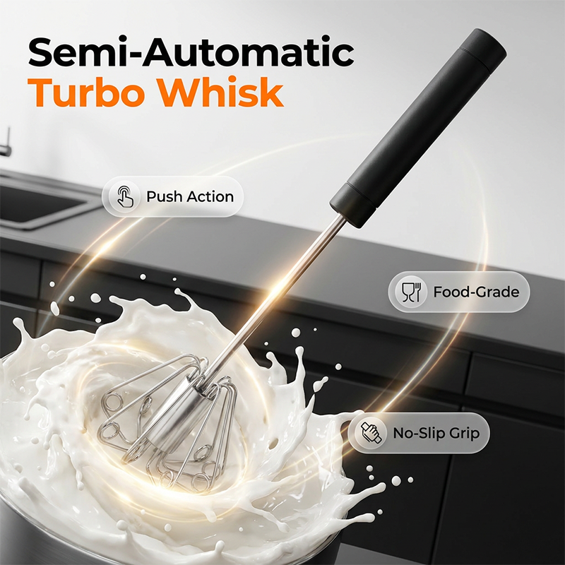 🥳2026 HOT SALE🥳💞50K+ SOLD!🥚💪 50% OFF! Semi‑Automatic Hand Egg Beater – Press & spin, no electricity. Whisk eggs & cream in seconds. Save your wrists! ✨🧁