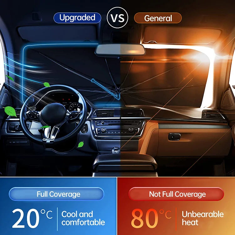 🥳2026 HOT SALE🥳💞50K+ SOLD!☂️🔄 50% OFF! Car Windshield Sun Shade Umbrella – 360° bendable handle, no scratches. Blocks UV & heat. Folds small. 🚗✨