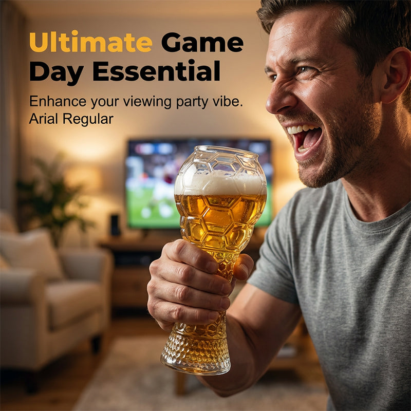 🥳2026 HOT SALE🥳💞50K+ SOLD!⚽🍺 50% OFF! Football Shaped Beer Glass – 400ml/600ml, textured grip, stable base. Perfect for match nights! 🏆✨
