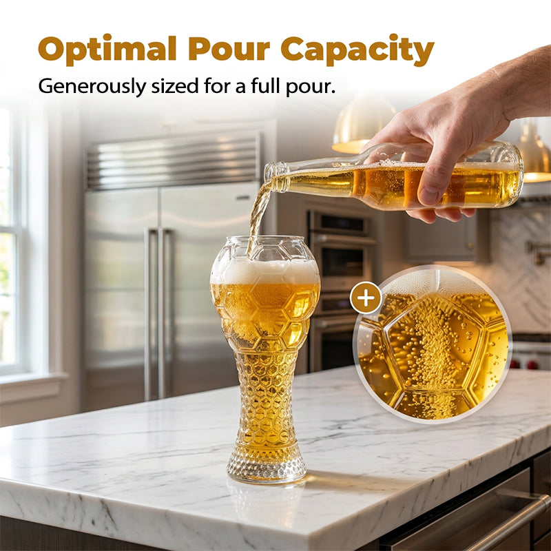 🥳2026 HOT SALE🥳💞50K+ SOLD!⚽🍺 50% OFF! Football Shaped Beer Glass – 400ml/600ml, textured grip, stable base. Perfect for match nights! 🏆✨