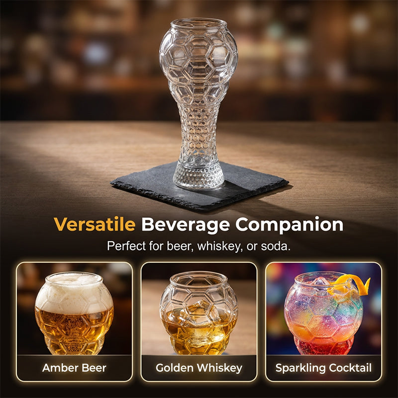 🥳2026 HOT SALE🥳💞50K+ SOLD!⚽🍺 50% OFF! Football Shaped Beer Glass – 400ml/600ml, textured grip, stable base. Perfect for match nights! 🏆✨