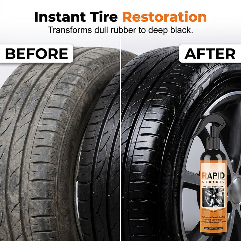 🥳2026 HOT SALE🥳💞50K+ SOLD!💨🛡️ 50% OFF! Ceramic Tire Shine Spray – Instant restoration, repels mud & dust. Includes sponge, pro results at home. 🚗✨