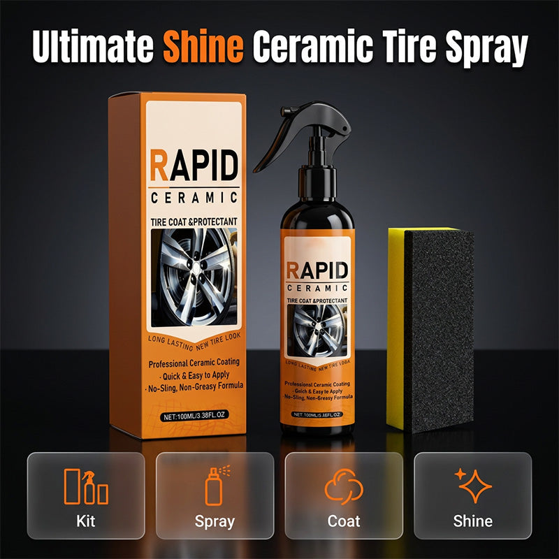 🥳2026 HOT SALE🥳💞50K+ SOLD!💨🛡️ 50% OFF! Ceramic Tire Shine Spray – Instant restoration, repels mud & dust. Includes sponge, pro results at home. 🚗✨