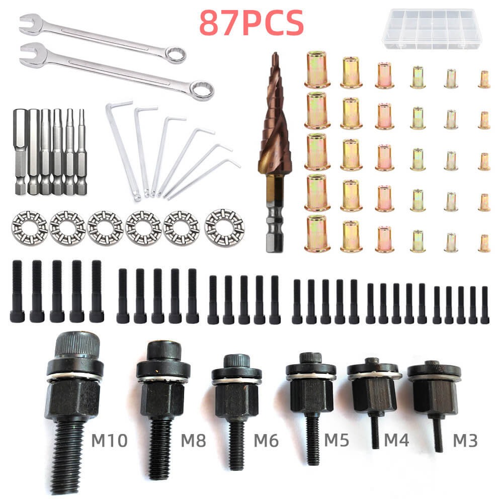 🥳2026 HOT SALE🥳💞50K+ SOLD!🔧⚡ 50% OFF! Rivet Gun Head & Nutsert Cap Set – Heavy‑duty steel, multi‑size kit. Perfect for auto, sheet metal & DIY repairs! 🔩✨