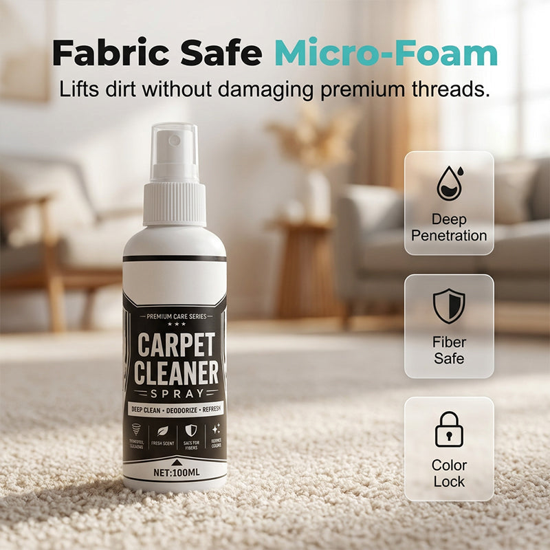 🥳2026 HOT SALE🥳💞50K+ SOLD! 🧼💨 50% OFF! Deep Clean Carpet & Fabric Spray – Micro‑foam lifts embedded dirt & stains, neutralises odours. Great for carpets, upholstery & car interiors – spot clean with ease! 🏠✨
